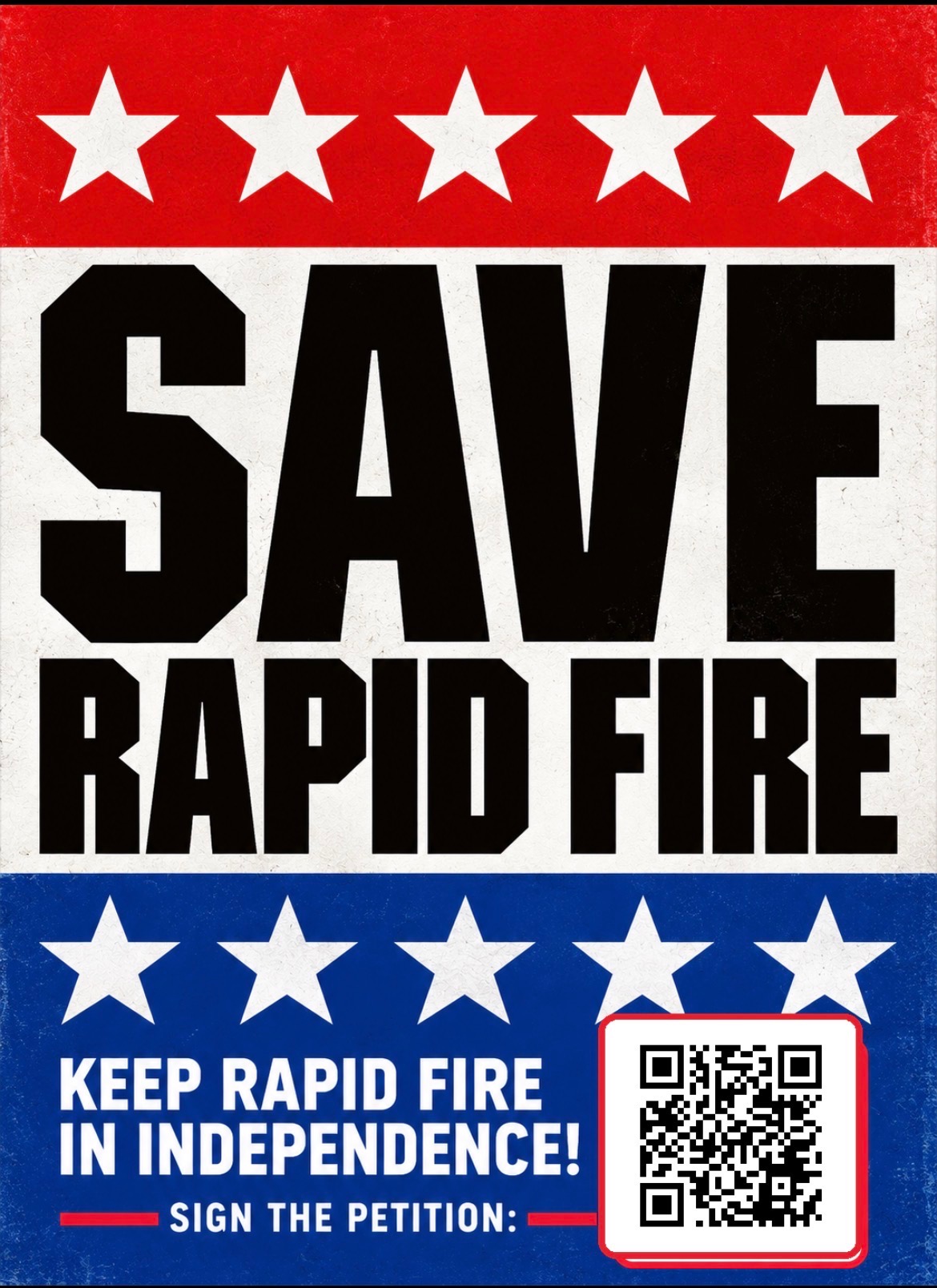 A flyer with a QR code talking about a petition.